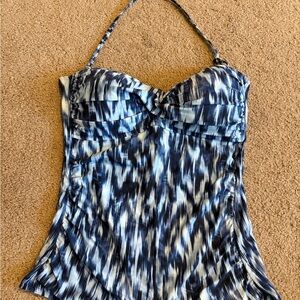 Anne Cole Blue and White Xl Tankini Top